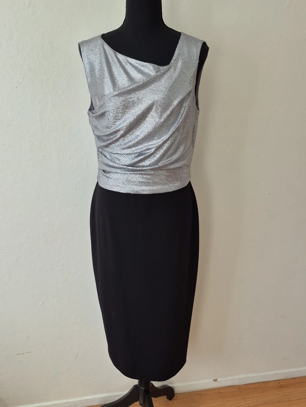 Ralph Lauren Womens Black Sleeveless Cowl Neck Midi Sheath Evening Dress Sz 10